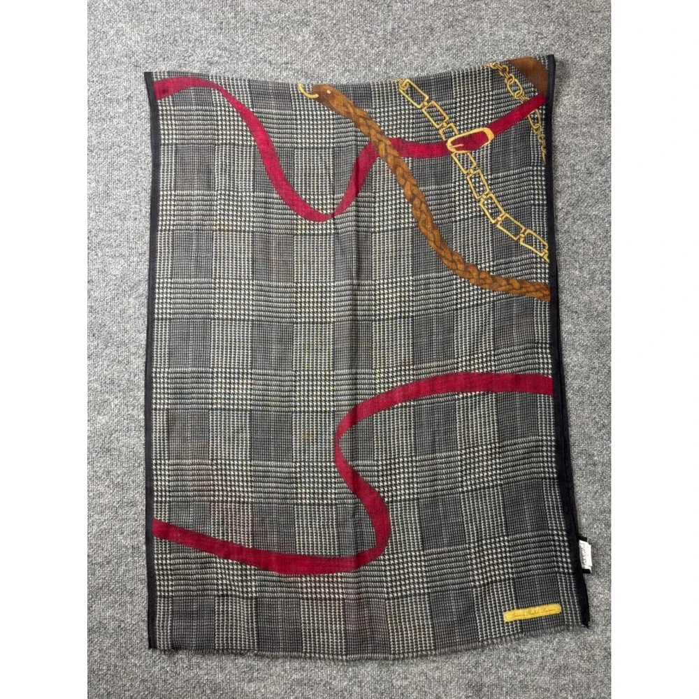 Lauren Ralph Lauren Scarf Glen Plaid Equestrian Belt Chain Print Preppy Heritage